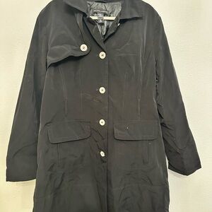 New York & Company Black Trench Coat with Button Front